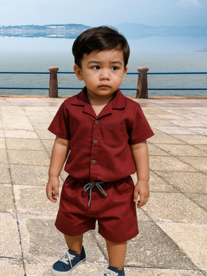 FASHION GRAB Kids Nightwear Boys Printed Cotton(Maroon Pack of 1)
