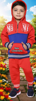 STH FASHION Baby Boys & Baby Girls Party(Festive) Sweater Trouser(Red)