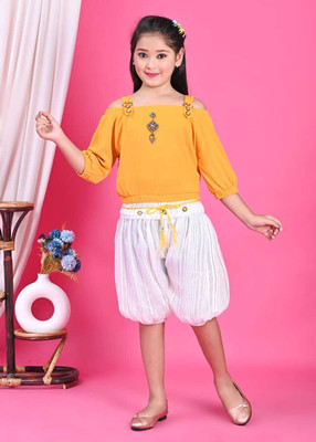 NAJMIN ENTERPRISE Girls Casual Top Dhoti Pant(Yellow)