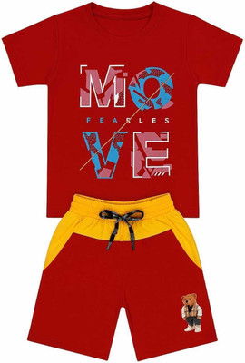 VG Baby Boys Winnie the Pooh Casual T-shirt Pant(RED)