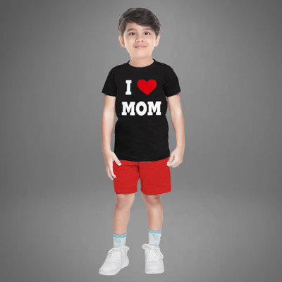 tarsier Baby Boys Casual T-shirt Shorts(black(mom)s.slv set)