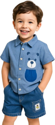 MiniMighty Baby Boys Casual T-shirt Shorts(BLUE)
