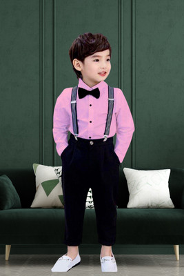 KRIYU CREATION Boys & Girls Party(Festive) Shirt Pant(Pink)