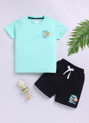 LITTLE NINJA Baby Boys Casual T-shirt Shorts(GREEN BLACK)