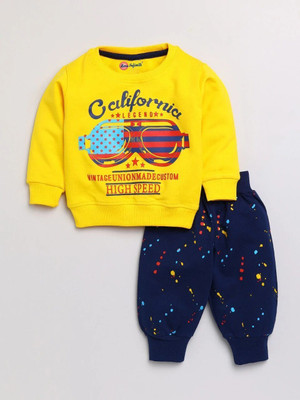 Mars Infiniti Boys & Girls Casual Sweatshirt Track Pants(Yellow & Navy)