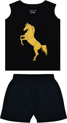 Biffy and Luffy Boys Casual T-shirt Shorts(Black)