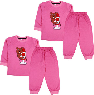 Sakuya Baby Boys & Baby Girls Casual T-shirt Pant(Pink)