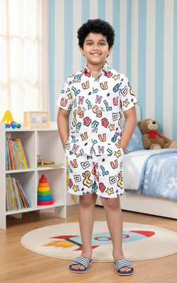 pehraava Baby Boys Party(Festive) Shirt Shorts(ALPHABET)