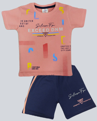 FASHION GRAB Baby Boys & Baby Girls Casual T-shirt Shorts(DK PINK)