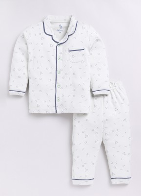 BabyGo Kids Nightwear Baby Boys Solid Cotton(White Pack of 1)