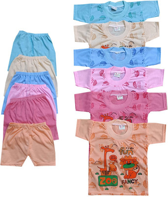 SHINING4 Baby Boys & Baby Girls Party(Festive) T-shirt Shorts(Mulicoloure)