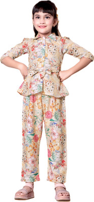 Mijaashree Girls Casual Top Pant(Cream / Multi 2)
