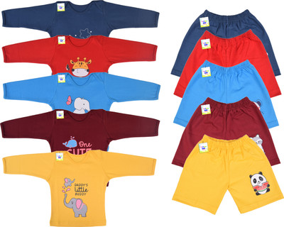 Toddylon Baby Boys & Baby Girls Casual T-shirt Shorts(Multicolor)