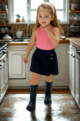 RIYASNHI Girls Casual Top Shorts(Pink, Black)