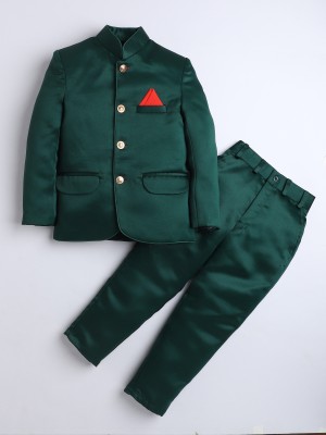 DKGF FASHION Boys Party(Festive) Coat Trouser(Dark Green)