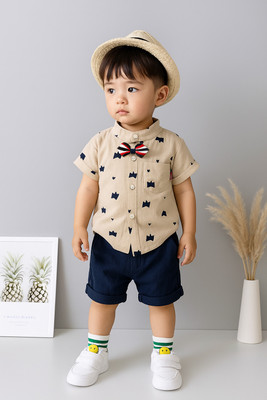 StyleDust Baby Boys & Baby Girls Casual Shirt Shorts(ROYALTAJ_CHIKU-BLUE)