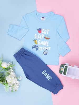 V-MART Baby Boys Casual T-shirt Shorts(Sky Blue)