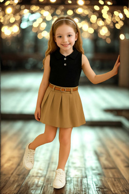 KRIYU CREATION Girls Party(Festive) Top Skirt(BLACK)