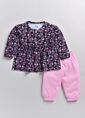 TINY BINY Baby Girls Casual Top Pant(Navy)