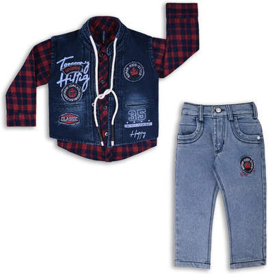 Wishkaro Baby Boys Party(Festive) Waistcoat Pant(Red)