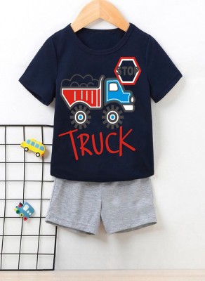 Mimmy Kids Baby Boys Casual T-shirt Trouser(Navy Blue)