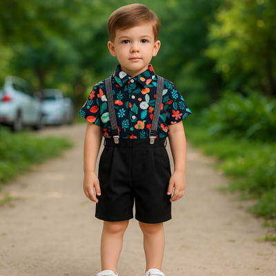 WEARBYRB Boys Casual Shirt Shorts(Multicolor)