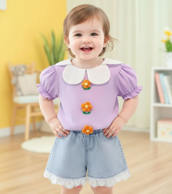 dingdong Baby Girls Casual Top Shorts(Purple)