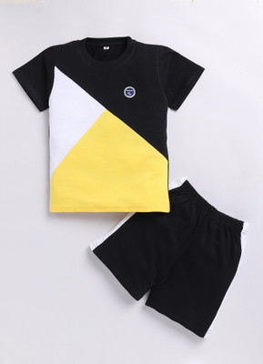 carrydreams Boys Casual T-shirt Shorts(GOLD-BLACK)