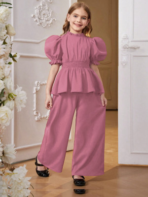 Grishma Fashion Girls Party(Festive) Top Pant(Baby Pink)