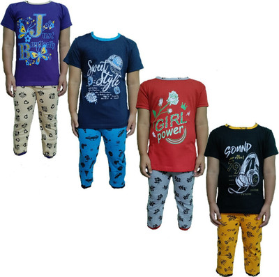 NK TRENDZ Boys & Girls Casual T-shirt Track Pants(Multicolor_38)