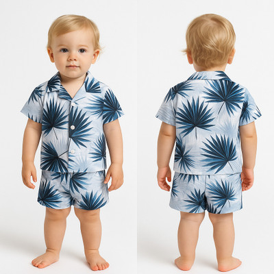 Lintow Baby Boys & Baby Girls Casual Shirt Shorts(light blue)