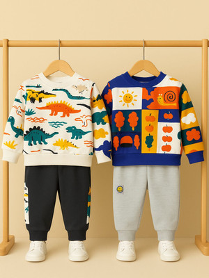 Googogaaga Baby Boys Dinosaur Casual Sweatshirt Trouser(Multi)