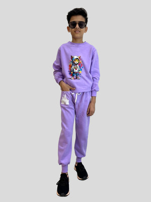 Al-Hudooms Boys Casual Sweatshirt Trouser(Lavender)
