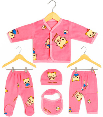 Fly Step Baby Boys & Baby Girls Casual Top Pyjama(Dark Pink)