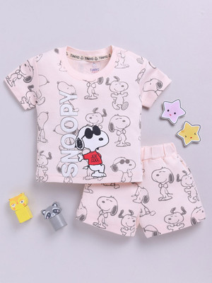 YK X Tinyo Boys Spiderman Casual T-shirt Shorts(Peach)