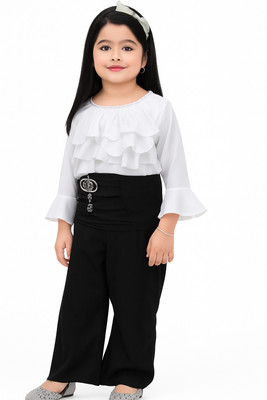 UmBri fashion Girls Casual Top Pant(White)