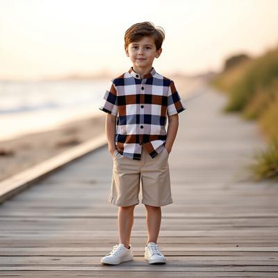 ANVARI Baby Boys Casual Shirt Shorts(102 CHIKU)