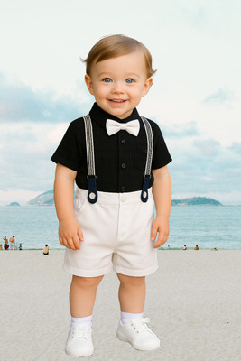 Jhrey creation Boys Party(Festive) Shirt Shorts(BLACK)