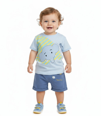 dingdong Baby Boys Casual T-shirt Pant(Blue)