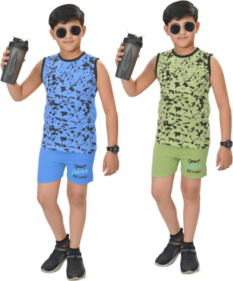 INDIA FASHION FAB Boys & Girls Casual Vest Shorts(TANDAI(BLUE & GREEN) SPORT-SET)
