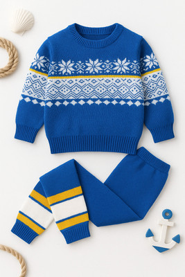 Vaidahee Baby Boys & Baby Girls Casual Sweater Pyjama(Royal Blue)
