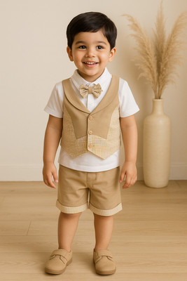 Wishkaro Baby Boys Casual T-shirt Shorts(Brown)