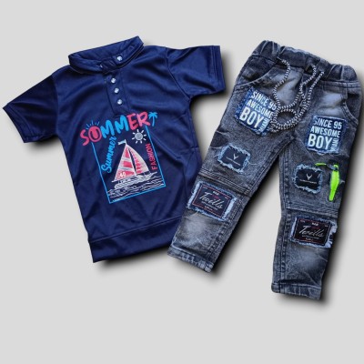 Gori Garmentss Boys Casual T-shirt Jeans(Dark Blue)