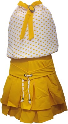 CLOTH ADDA Girls Party(Festive) Top Skirt(Yellow)