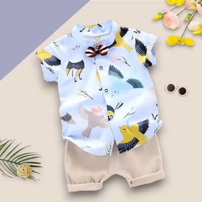 EZIKIDS Baby Boys & Baby Girls Casual Shirt Shorts(DOVEBIRD_SKY_CHIKU)