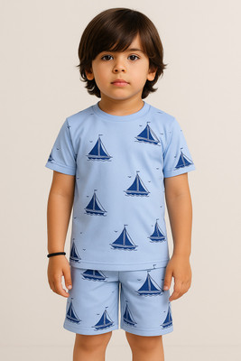 ALANTA Boys & Girls Casual T-shirt Shorts(Purple)