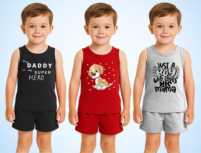 toystshirt Boys Casual T-shirt Shorts(black,Red,Grey)