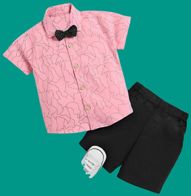 Vibe Trends Baby Boys & Baby Girls Party(Festive) Shirt Shorts(1004 PINK BLACK)