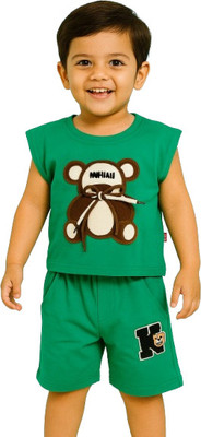 MiniMighty Baby Boys Casual T-shirt Shorts(green)