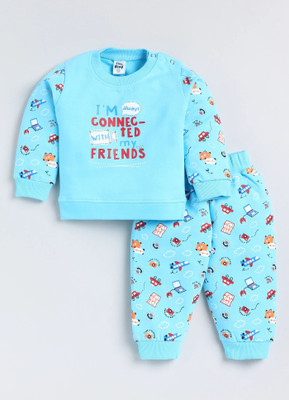 TINY BINY Boys & Girls Casual Sweatshirt Track Pants(Turkish Blue)